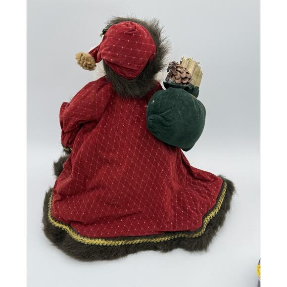 Santa Claus Tree Topper Table Top 14” Tall Red Brown Faux Fur Trim Regal Vtg - Picture 6 of 11